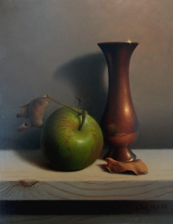 Zátiší s jablkem / Podzim - Olej  20 x 30 cm