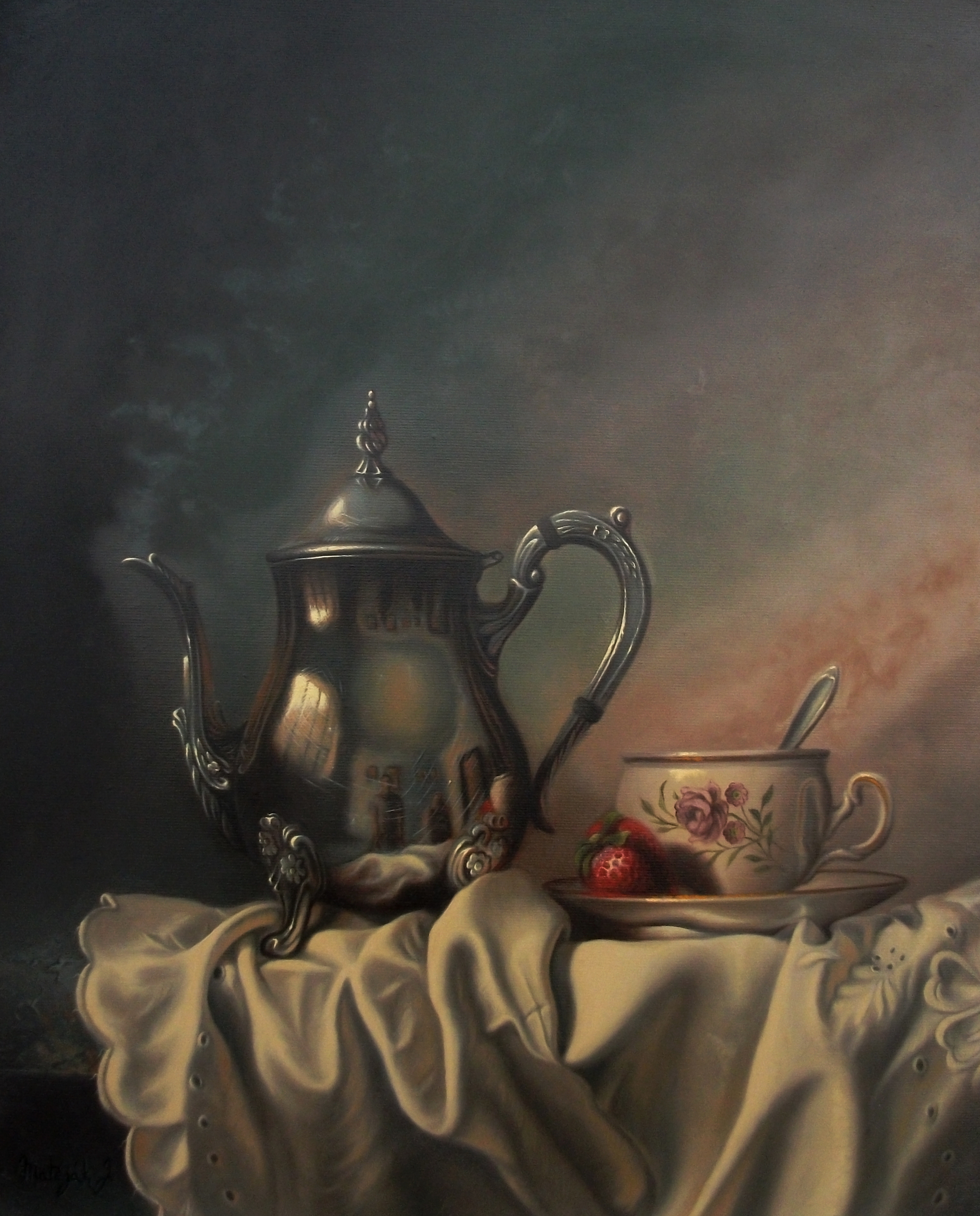 Morning tea - Olej 40 x 50 cm