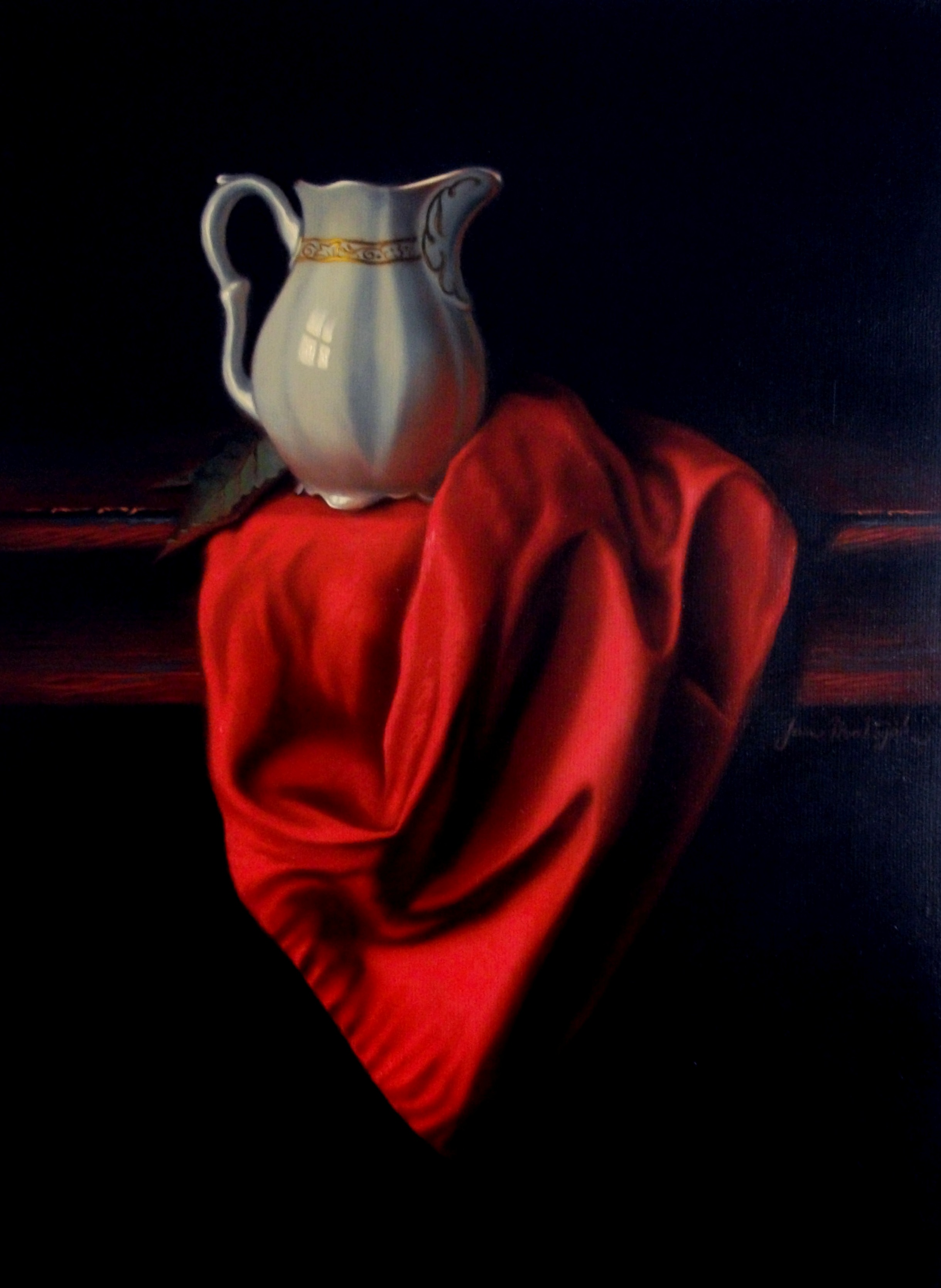 Still life with a red tablecloth - 30 x 40 cm